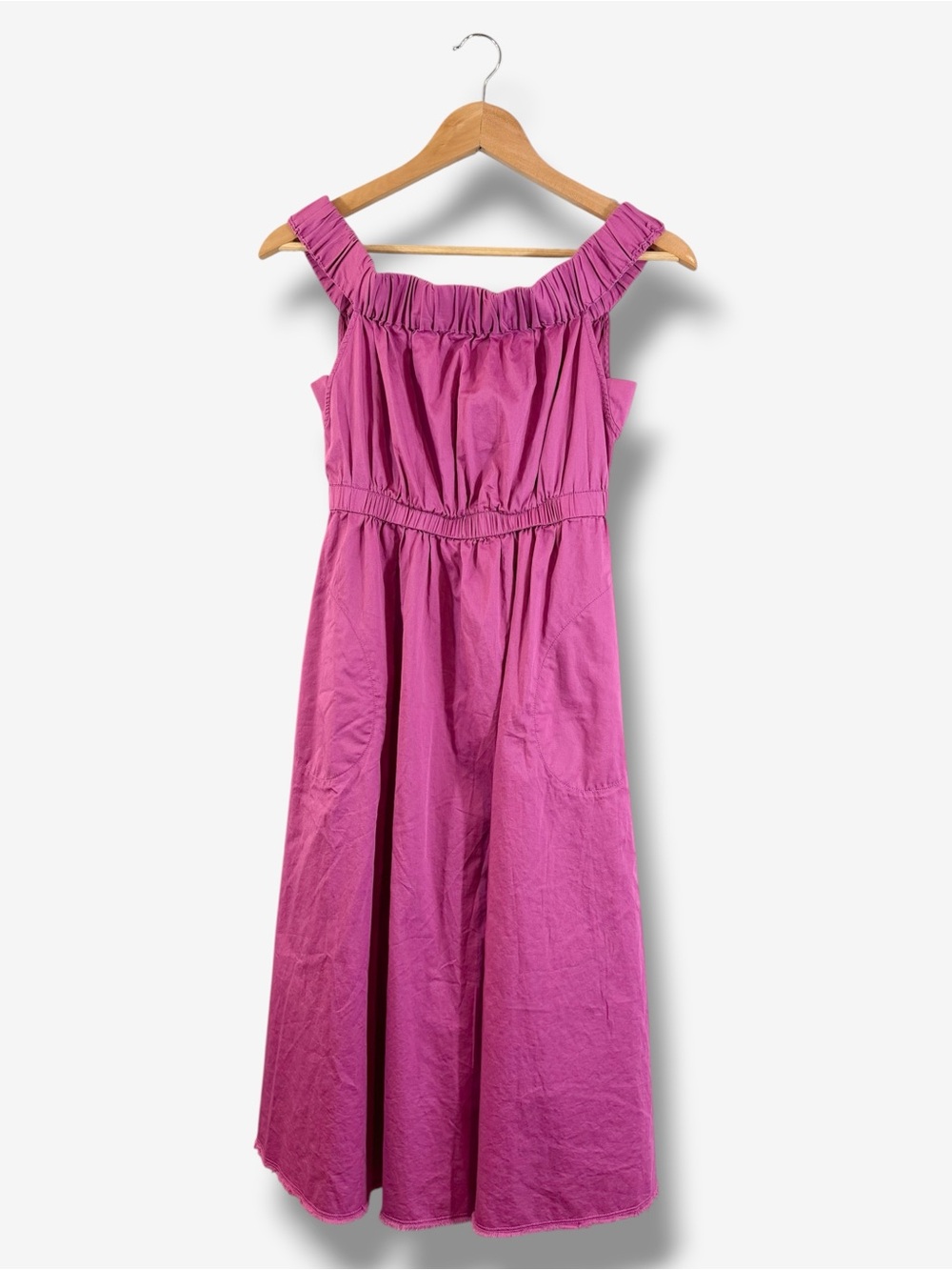 Anthropologie Maeve MONA Off Shoulder Midi Dress XS Fuchsia Pink Cutout Back